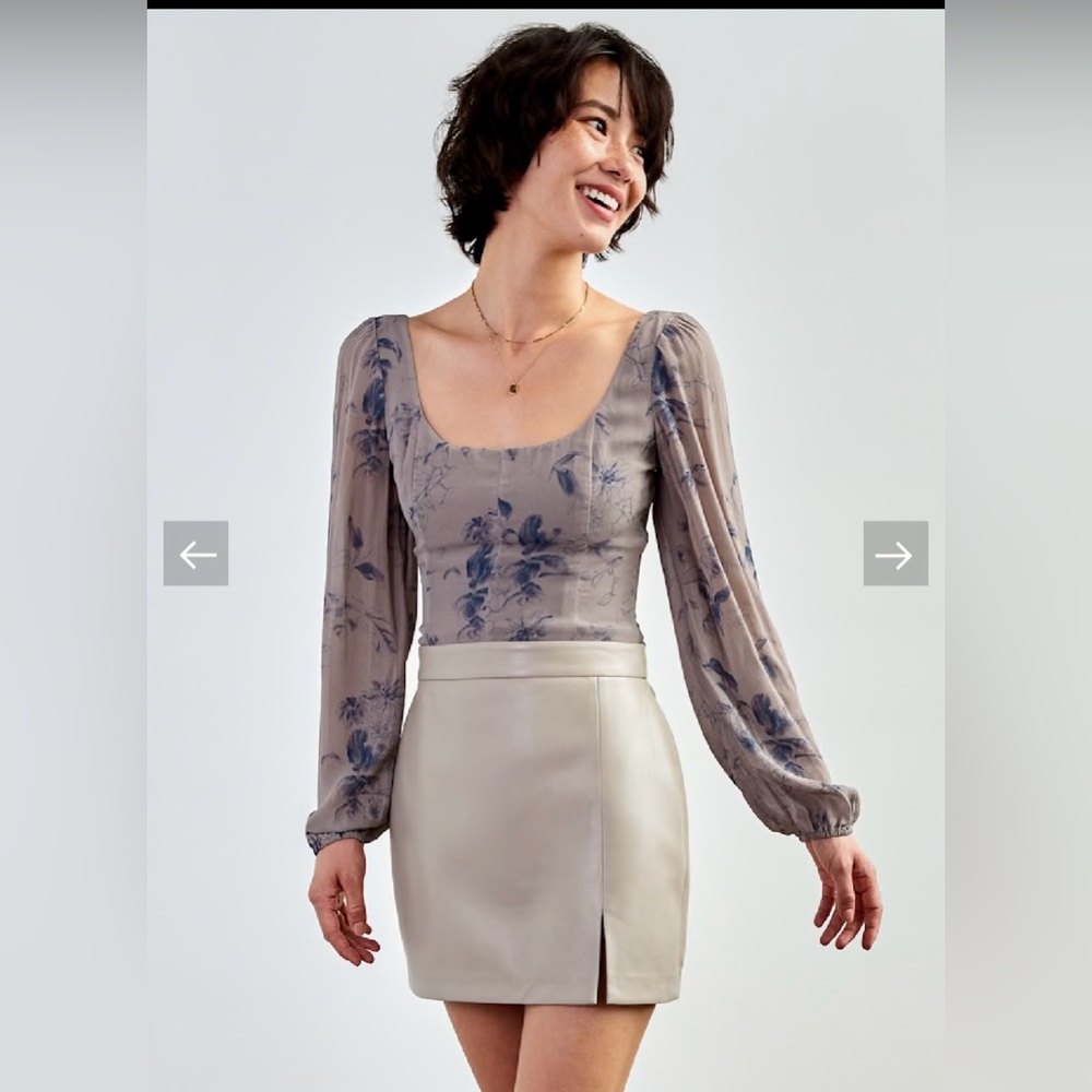 Wilfred Floral Sheer Blouse in Gray and Blue